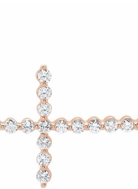 14K White Gold 1/4 CTW Natural Diamond Sideways Cross 16-18