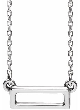 14K White Gold Rectangle Bar 16-18