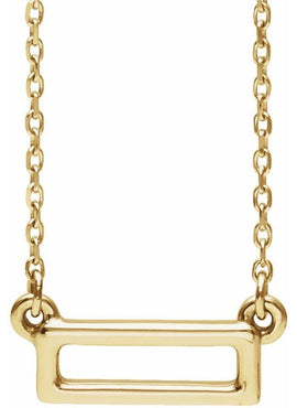 14K White Gold Rectangle Bar 16-18