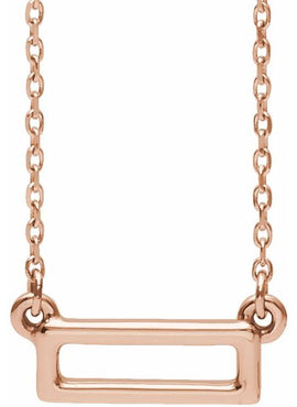 14K White Gold Rectangle Bar 16-18