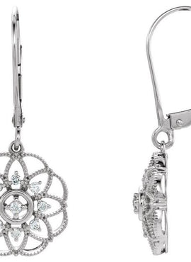14K White Gold 1/5 CTW Natural Diamond Granulated Filigree Earrings