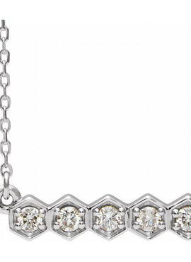 14K White Gold 1/5 CTW Natural Diamond Bar 16-18