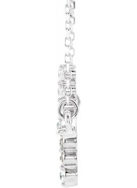14K White Gold 1/4 CTW Natural Diamond Sideways Cross 16-18