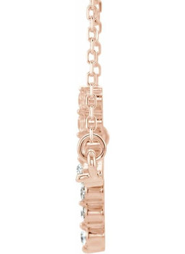 14K White Gold 1/4 CTW Natural Diamond Sideways Cross 16-18