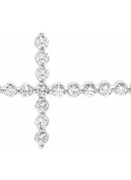 14K White Gold 1/4 CTW Natural Diamond Sideways Cross 16-18
