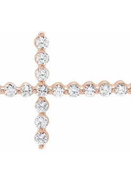 14K White Gold 1/4 CTW Natural Diamond Sideways Cross 16-18