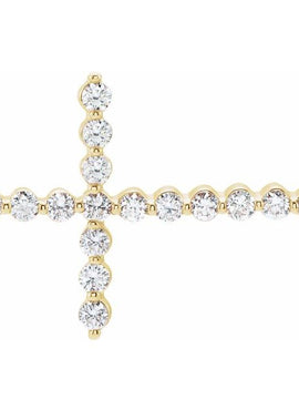 14K White Gold 1/4 CTW Natural Diamond Sideways Cross 16-18