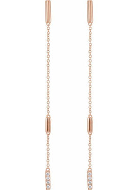 14K Yellow Gold 1/10 CTW Natural Diamond Chain Earrings