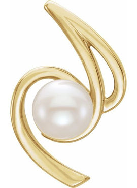 Platinum Cultured White Freshwater Pearl Pendant
