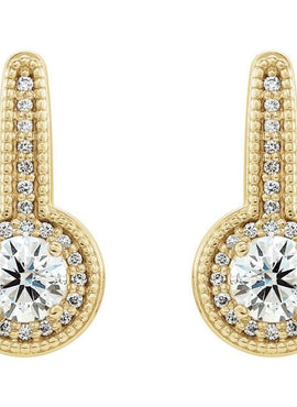 14K White Gold 5/8 CTW Natural Diamond Halo-Style Dangle Earrings