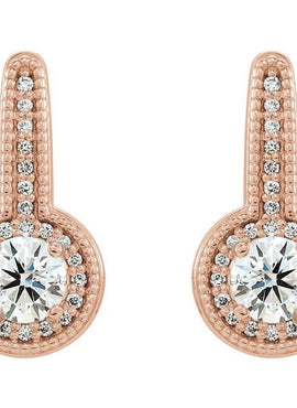 14K White Gold 5/8 CTW Natural Diamond Halo-Style Dangle Earrings