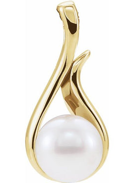 14K White Gold Cultured White Freshwater Pearl Pendant