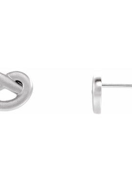 14K White Gold Knot Earrings