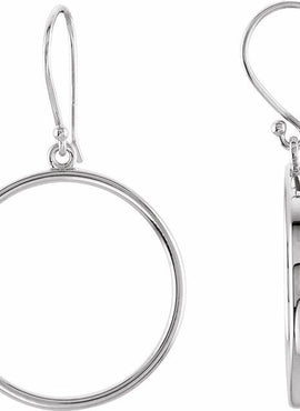 14K White Gold Circle Earrings