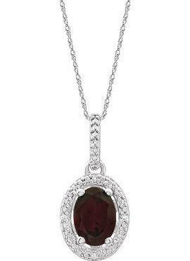 Sterling Silver Natural Mozambique Garnet & .01 CTW Natural Diamond 18