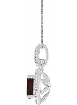 Sterling Silver Natural Mozambique Garnet & .01 CTW Natural Diamond 18