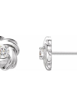 14K White Gold 1/5 CTW Natural Diamond Knot Earrings