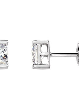 Sterling Silver 5x5 mm Square Imitation White Cubic Zirconia Earrings