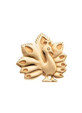 14K Yellow Gold Peacock Brooch