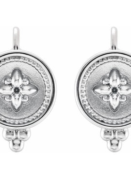 14K White Gold Beaded Lever Back Earrings