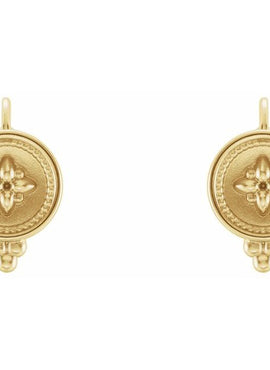 14K White Gold Beaded Lever Back Earrings
