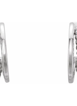 14K White Gold Beaded 11.8 mm Hoop Earrings
