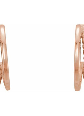 14K White Gold Beaded 11.8 mm Hoop Earrings