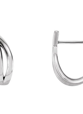 14K White Gold Freeform J-Hoop Earrings
