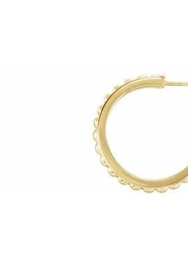 14K White Gold Beaded 12 mm Hoop Earrings