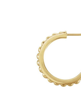 14K White Gold Beaded 12 mm Hoop Earrings