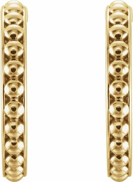 14K White Gold Beaded 12 mm Hoop Earrings