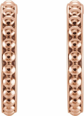 14K White Gold Beaded 12 mm Hoop Earrings