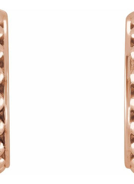 14K White Gold Beaded 12 mm Hoop Earrings