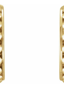 14K White Gold Beaded 12 mm Hoop Earrings