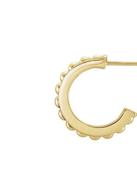 14K White Gold Beaded 12 mm Hoop Earrings