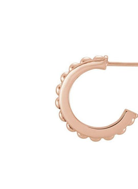 14K White Gold Beaded 12 mm Hoop Earrings