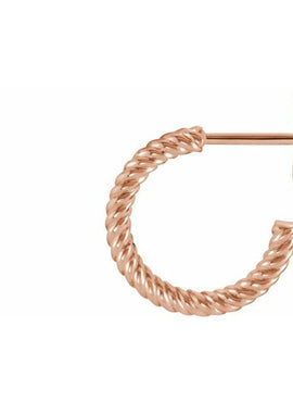 14K Yellow Gold Rope 17 mm Hoop Earrings
