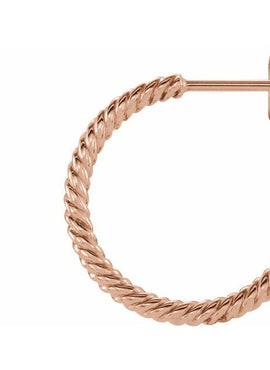 14K Yellow Gold Rope 17 mm Hoop Earrings