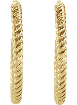 14K Yellow Gold Rope 17 mm Hoop Earrings
