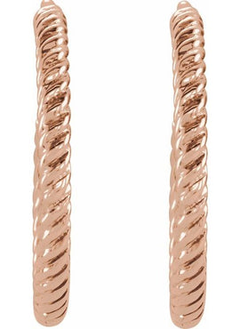 14K Yellow Gold Rope 17 mm Hoop Earrings