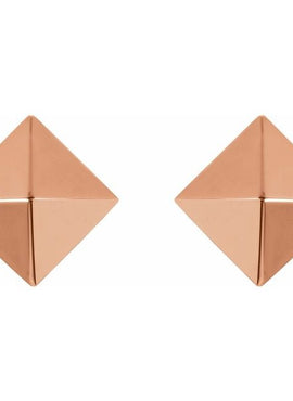 18K Yellow Gold Pyramid Stud Earrings