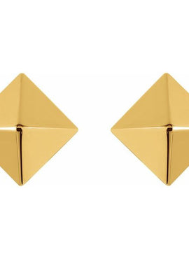 18K Yellow Gold Pyramid Stud Earrings