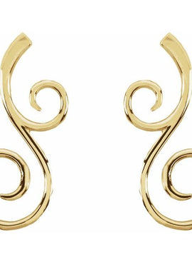 14K White Gold 38x17 mm Freeform Earrings