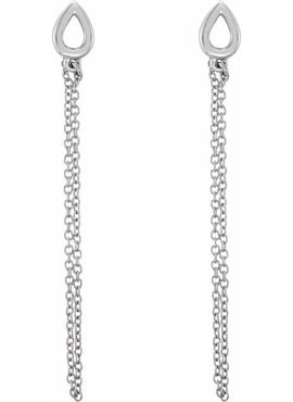 14K White Gold Leaf Chain Earrings