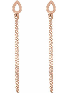 14K White Gold Leaf Chain Earrings