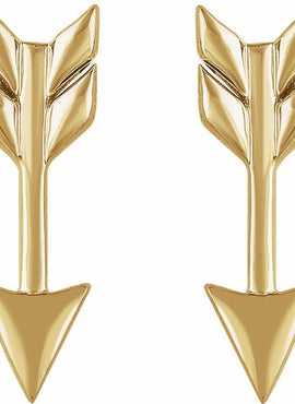 14K Yellow Gold Arrow Earrings