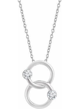 14K White Gold 1/10 CTW Natural Diamond Two-Stone Interlocking Circle 18