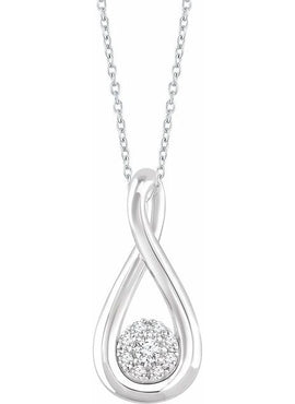 Sterling Silver  1/10 CTW Natural Diamond Freeform 16-18