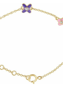 10K Yellow Gold .04 CTW Natural Diamond Youth Flower 5-7