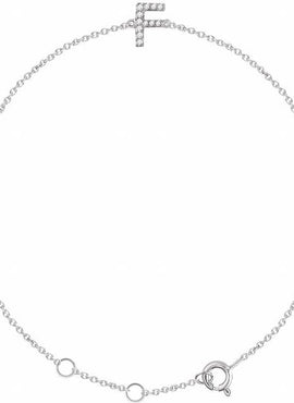 14K White Gold 1/10 CTW Natural Diamond Initial A 6-7